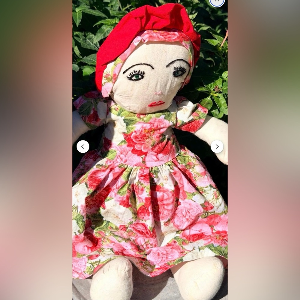 Handmade Folk Art floral cotton dress heirloom quality doll